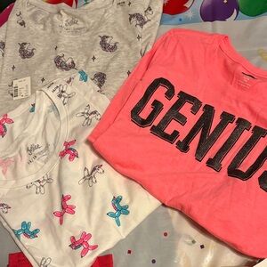 Girls' Graphic Tees Set - Pink, Gray, White